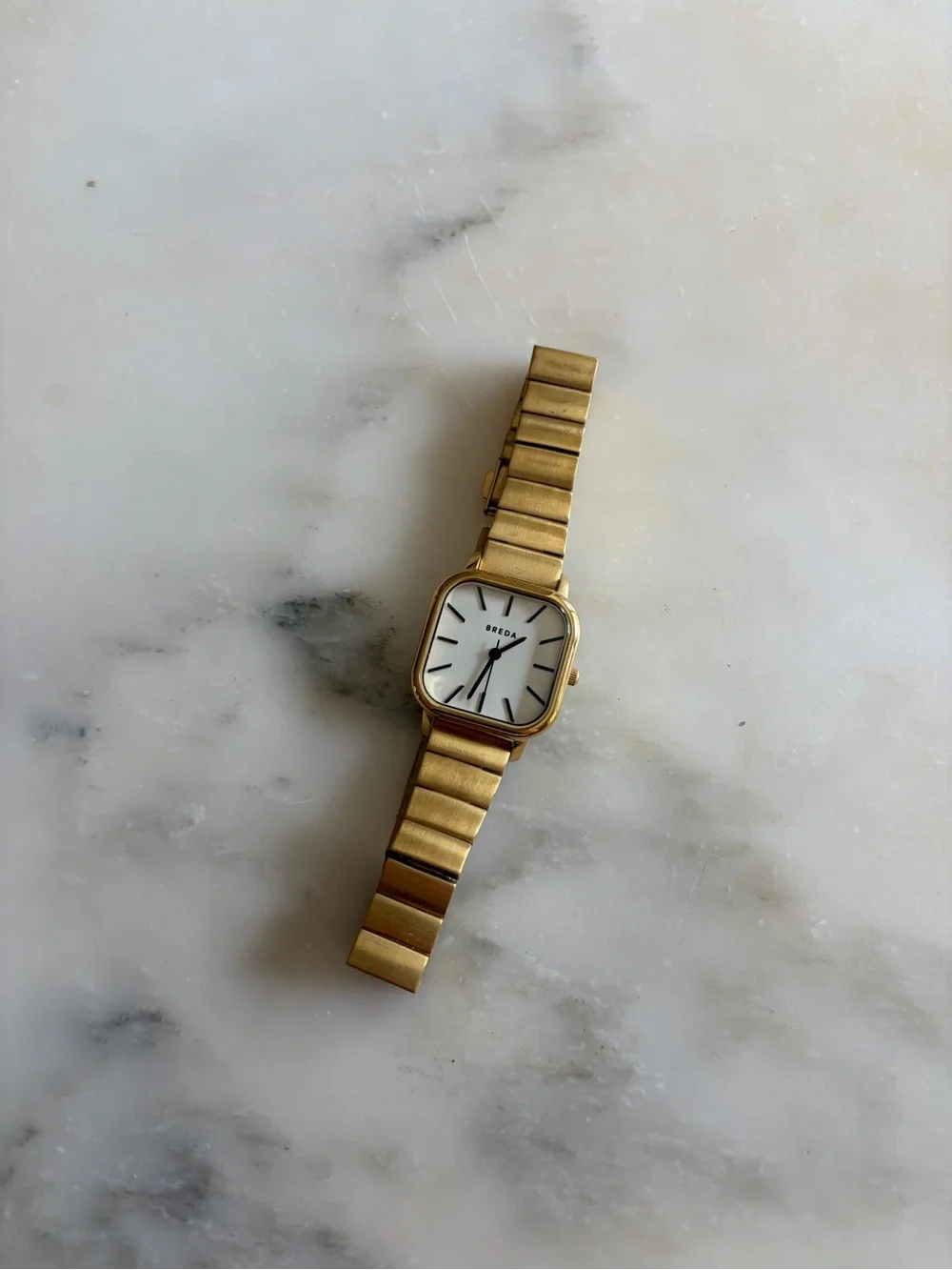 Esther Gold Square Watch with White Face